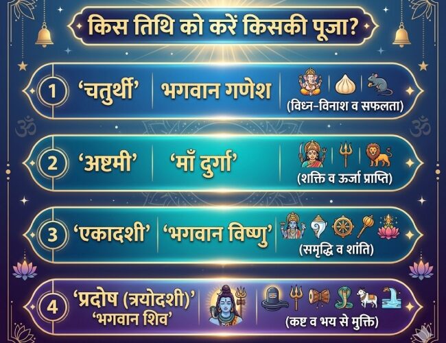 प्रतिपदा से लेकर अमावस्या और पूर्णिमा तक, किस तिथि पर कौन-से देवी-देवता की पूजा करनी चाहिए?