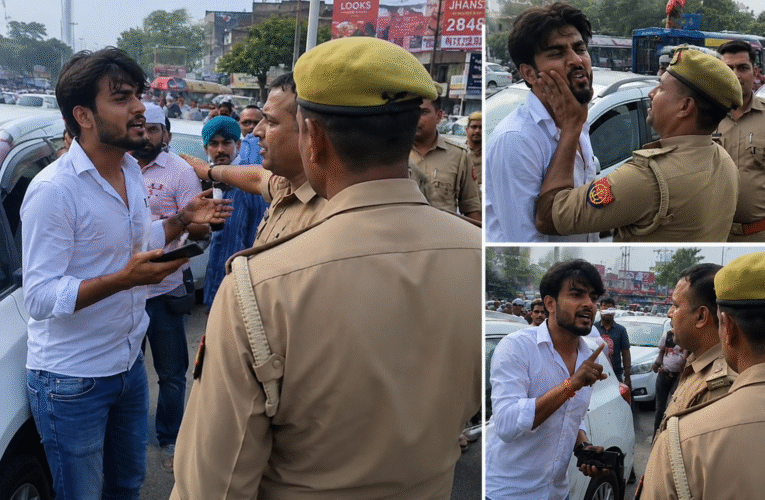झांसी में दरोगा ने युवक को जड़ा थप्पड़-गर्दन दबाई: