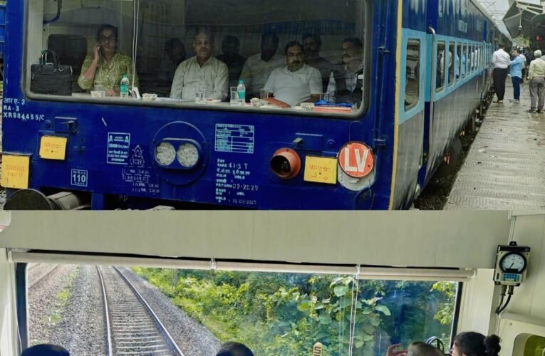 डीआरएम बेला मीना ने हुब्बल्ली–कुलेम रेलखंड का किया निरीक्षण तेज प्रकाश अग्रवाल और सुनील एन. मस्के के साथ खिड़की से रेलखंड की व्यवस्थाएं परखीं