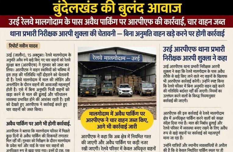 उरई रेलवे मालगोदाम के पास अवैध पार्किंग पर आरपीएफ की कार्रवाई, चार वाहन जब्त